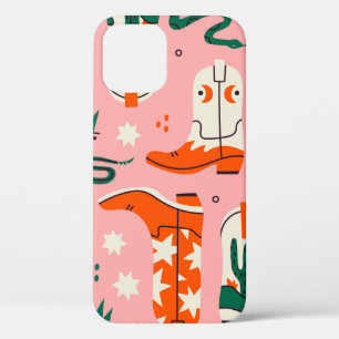 Diverse cowboylaarzen patroon iPhone 12 hoesje