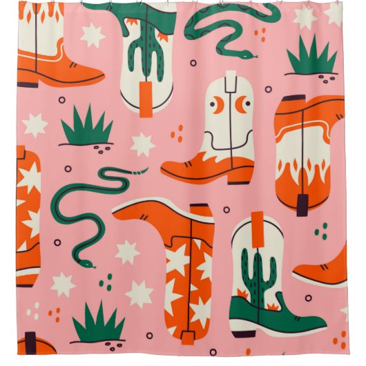 Diverse cowboylaarzen patroon douchegordijn (Voorkant)