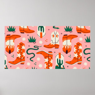 Diverse cowboylaarzen patroon poster
