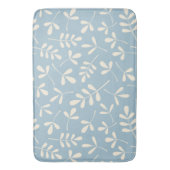 Diverse crème bladeren op blauw patroon badmat (Voorkant Verticaal)