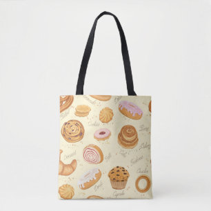 Diverse gebakjes: lekker naadloos patroon. draagtas