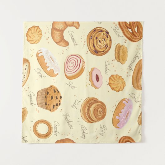 Diverse gebakjes: lekker naadloos patroon. wandkleed (Voorkant (horizontaal))