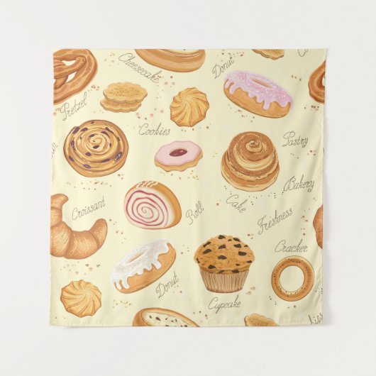 Diverse gebakjes: lekker naadloos patroon. wandkleed (Voorkant)