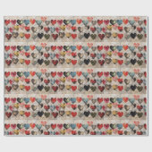 Diverse harten met collage papier texturen (Vlak)