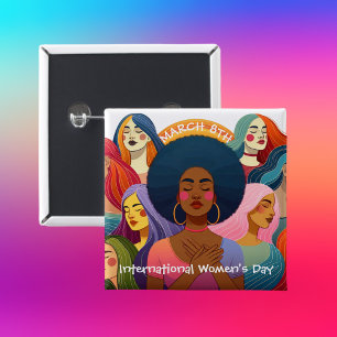 Diverse Internationale Vrouwendag Vierkante Button 5,1 Cm