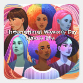 Diverse Internationale Vrouwendag Vierkante Sticker (Voorkant)