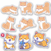 Diverse Kawaii Shiba Inu Sticker (Voorkant)