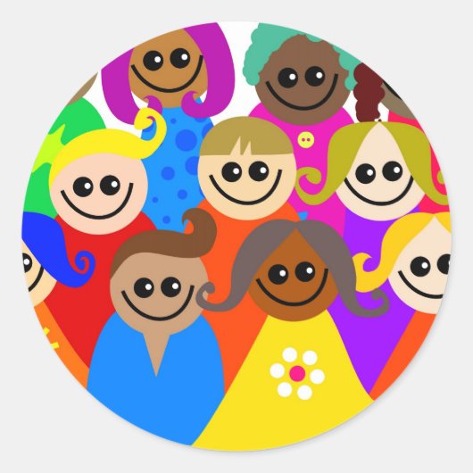 Diverse Kinderen Ronde Sticker (Voorkant)