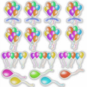 Diverse Kleurrijke Feestelijke Ballons Veelvoudige Sticker (Voorkant)