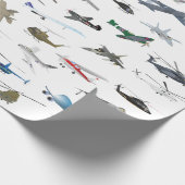 Diverse kleurrijke vliegtuigen en helikopters cadeaupapier (Hoek)