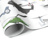 Diverse kleurrijke vliegtuigen en helikopters cadeaupapier (Rol Hoek)