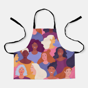 Diverse Meisjes Naadloos Patroon Ontwerp Schort