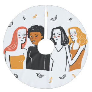 Diverse meisjes, verschillende nationaliteiten sam kerstboom rok