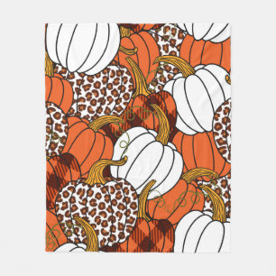 Diverse pompoenen. Luipaard, oranje, wit en goed Fleece Deken