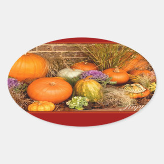 Diverse pompoenen ovale sticker
