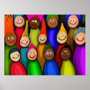 Diverse snijwd van mensen die schilderen poster