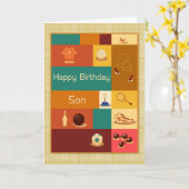 Diverse sporten, gelukkige verjaardag, zoon kaart (Gele Bloem)