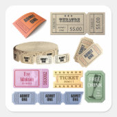 Diverse tickets vierkante sticker (Voorkant)