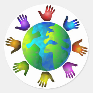 Diverse wereld ronde sticker