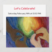 Diversité Amour Coeurs Mains Colorée Invitation (Devant / Derrière)