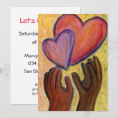 Diversité Amour Coeurs Mains Colorée Invitations (Devant / Derrière)