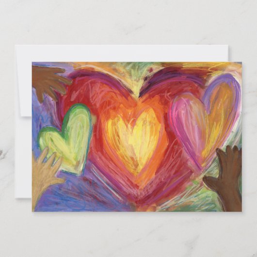 Diversité Amour Coeurs Mains Colorée Invitations (Devant)