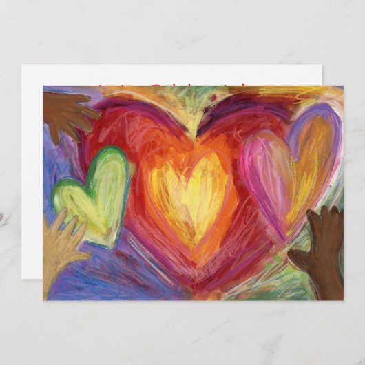 Diversité Amour Coeurs Mains Colorée Invitations (Devant / Derrière)