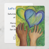 Diversité Amour Coeurs Mains Colorée Invitations (Devant / Derrière)