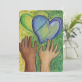 Diversité Amour Coeurs Mains Colorée Invitations (Debout devant)