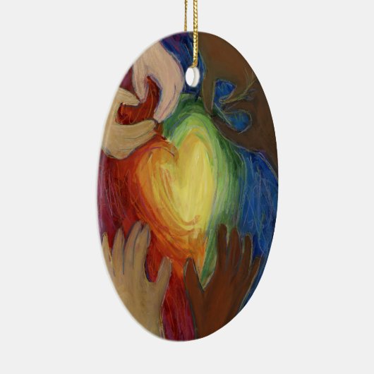 Diversiteit DEI Hearts Holiday Gift Ornaments Keramisch Ornament (Rechts)