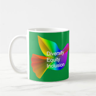 Diversiteit Equity Inclusie met regenboog vredesdu Koffiemok