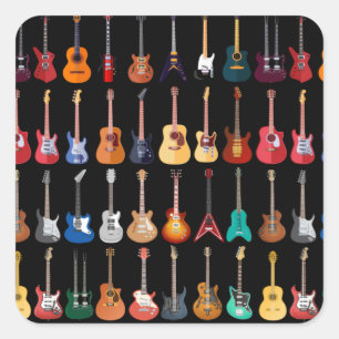 Diversiteit Guitar Shirt Guitar Lover Muziek voor Vierkante Sticker
