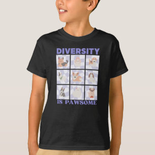 Diversiteit is pawsome Schattigee groovy retro vib T-shirt