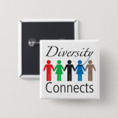 Diversiteit verbindt vierkant Button (Voorkant /achterkant)