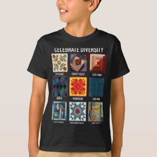 Diversiteit vieren quiltsteek ambacht patchwork t-shirt