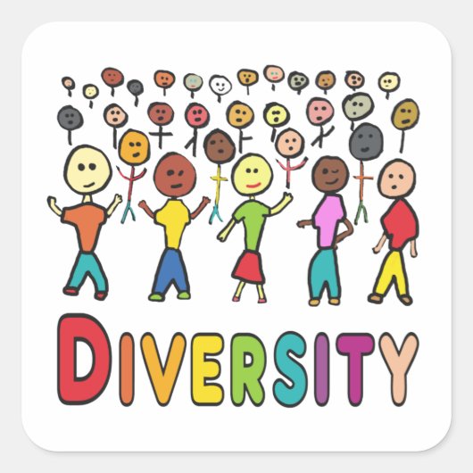 Diversiteit Vierkante Sticker (Voorkant)
