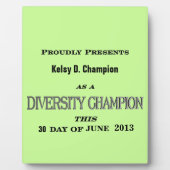 Diversity Champion Plaque (Devant)
