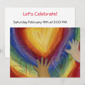 Diversity Love Hearts Hands Colorful Invitation Kaart (Voorkant / Achterkant)