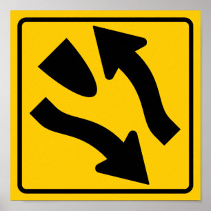 Divided Highway start Highway Sign Poster