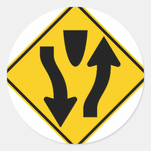Divided Highway start Highway Sign Ronde Sticker