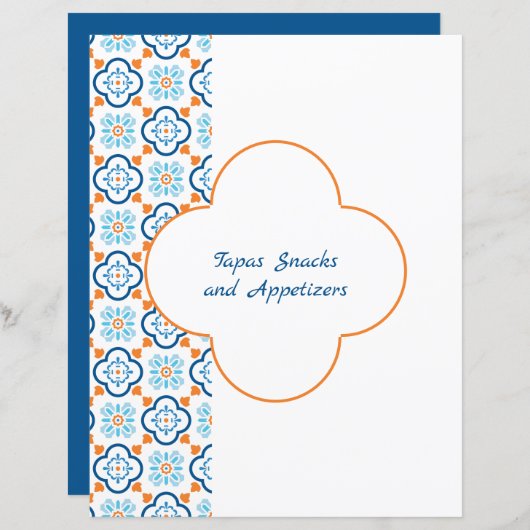 Divider Page for Blue Orange Spanish Tile Classeur (Devant / Derrière)