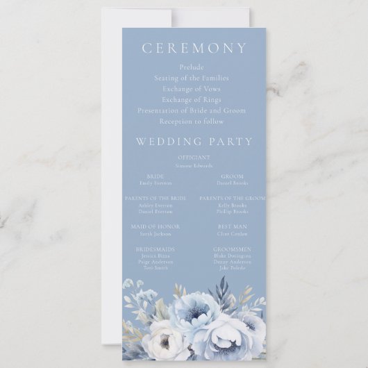 Divine Bleu magnifique programme de cérémonie Mari (Dos)