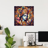 Divine Blue Krishna Kunst Poster (Thuiskantoor)