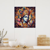 Divine Blue Krishna Kunst Poster (Keuken)