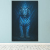 Divine Blue Lightning White Tiger – Celestial Stor Canvas Afdruk (Insitu (Houten vloer))