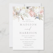 Divine Blush & White Floral Modern Wedding Kaart (Voorkant)