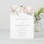 Divine Blush & White Floral Modern Wedding Kaart (Staand voorkant)