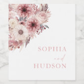 Divine Boho Blush & Roos Bruiloft Wijn Etiket (Enkel label)