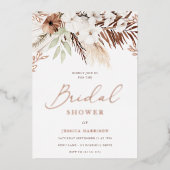 Divine Boho Floral Roos Gold Foil Vrijgezellenfees Folie Uitnodiging (Voorkant)