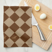 Divine Diamond Pattern_Chocolate Mocha_monogram Theedoek (Quarter Fold)